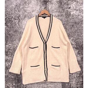 J. Crew Cream Cardigan with Black Trim